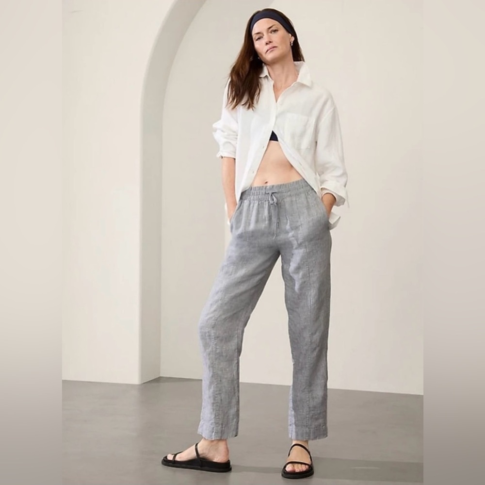 Athleta Retreat Linen Ankle Pant // Storm Cloud